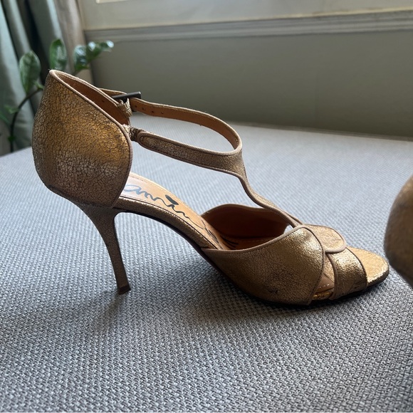 Lanvin Gold Deco Sandal Heels - Picture 10 of 14